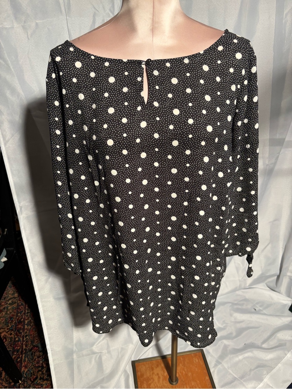 Talbots Black and White Polka Dot Blouse